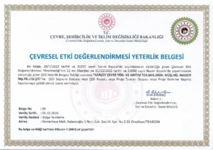 Çevresel Etki Değerlendirmesi Yeterlilik Belgesi   Karçev